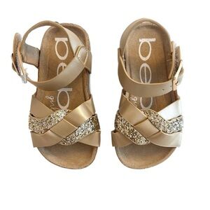 NEW BEBE Gold Strappy Sandals with Velcro Closures Baby Girl Size 7
